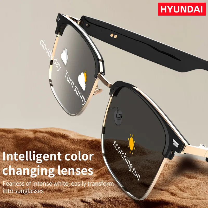 HYUNDAI Luxury designer sunglasses with bluetooth headphones mens Classic UF-C8 Sun Glasses HD Call voice smart earphones Outdoor Sports Hands Free Ca