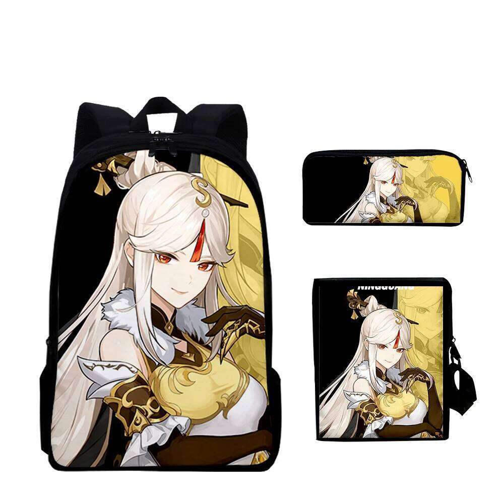 Game Genshin Impact 3D Print 3pcs/Set School Bags Laptop Daypack Backpack Inclined shoulder bag Pencil Case