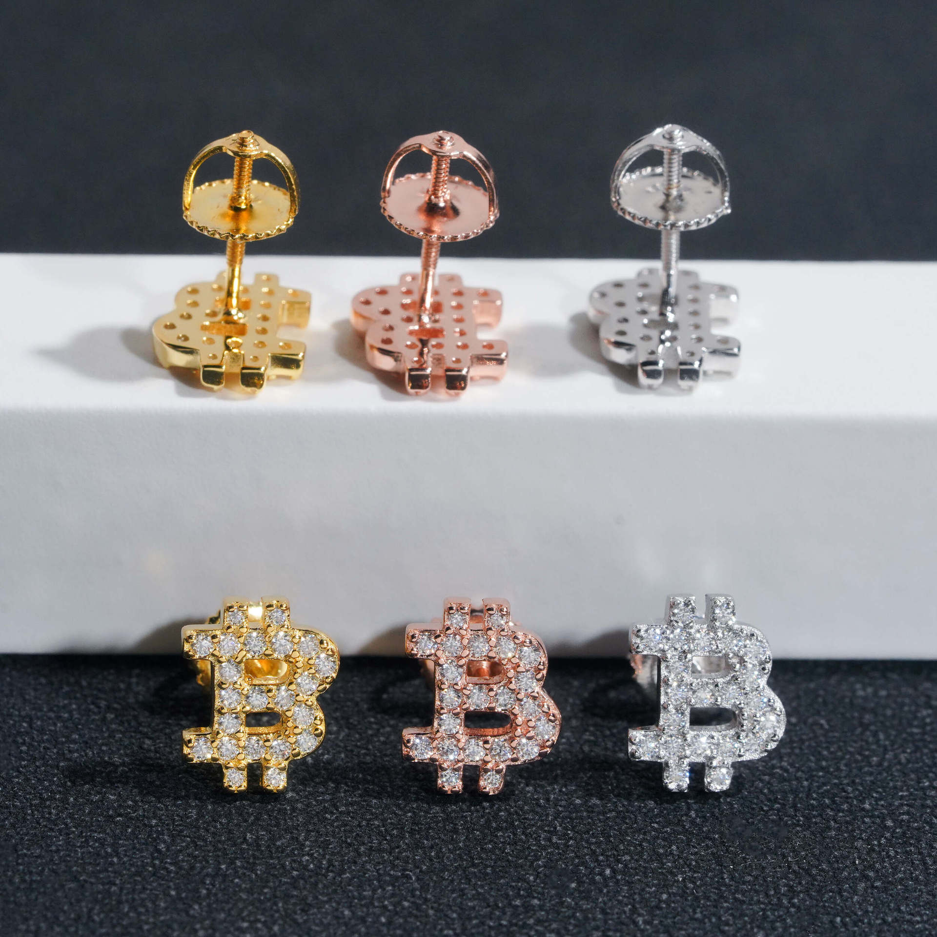 Customizable Vintage Effect Plated Gold Moissanite Letter B Earring 925 Sterling Silver Engraving for Business Gift