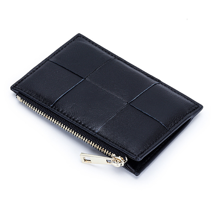 Card Luxury Wallet 2025 New Designer Wallet Holder Women's Sheepskin Woven Coin Purse Ins Small Ultra-thin Exquisite Zipper Multi-functional Coin