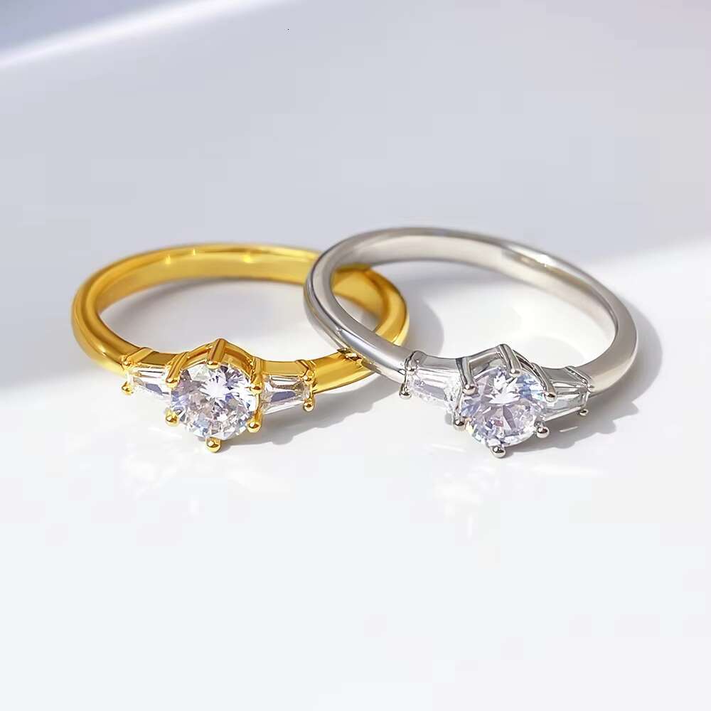 Custom New Design Womens 925 Sterling Silver 14K 18K Gold Plated Purity Silver Ring Zircon Weddings Bnad Engagement Party Gifts