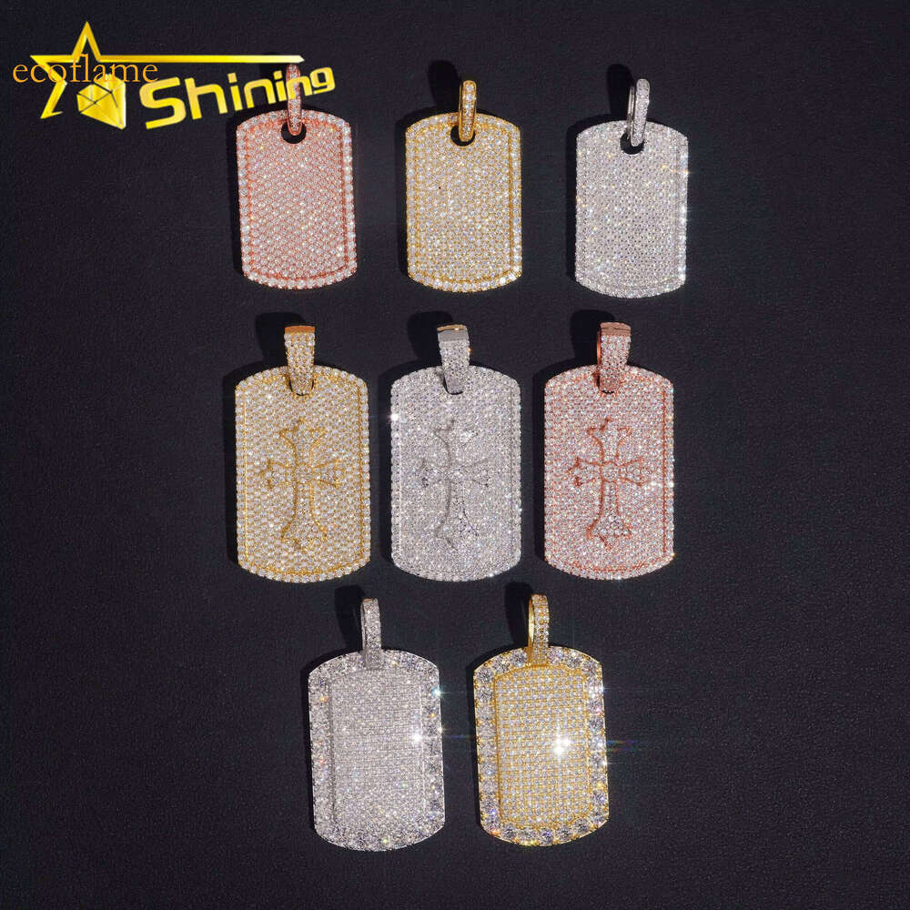 Wholesale Iced Out Baguette Mossanite Tag Sterling Sier VVS Moissanite Dia Pendant Fine Jewelry Ready to Ship