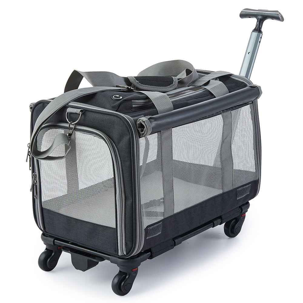 Pet Trolley Bag Katziela Rolling Transport Bag Airline Standard Dog Cage TSA Approved Small Dog and Cat Pet Transport Bag Soft FAA Travel Airplane Dog