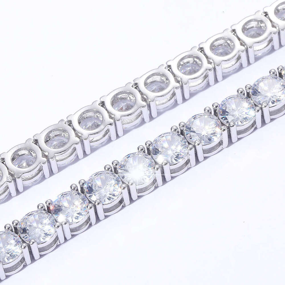 Sier Moissanite 3mm-6mm Tennis Chain White Gold Hip Hop Necklace with Certificate 811e