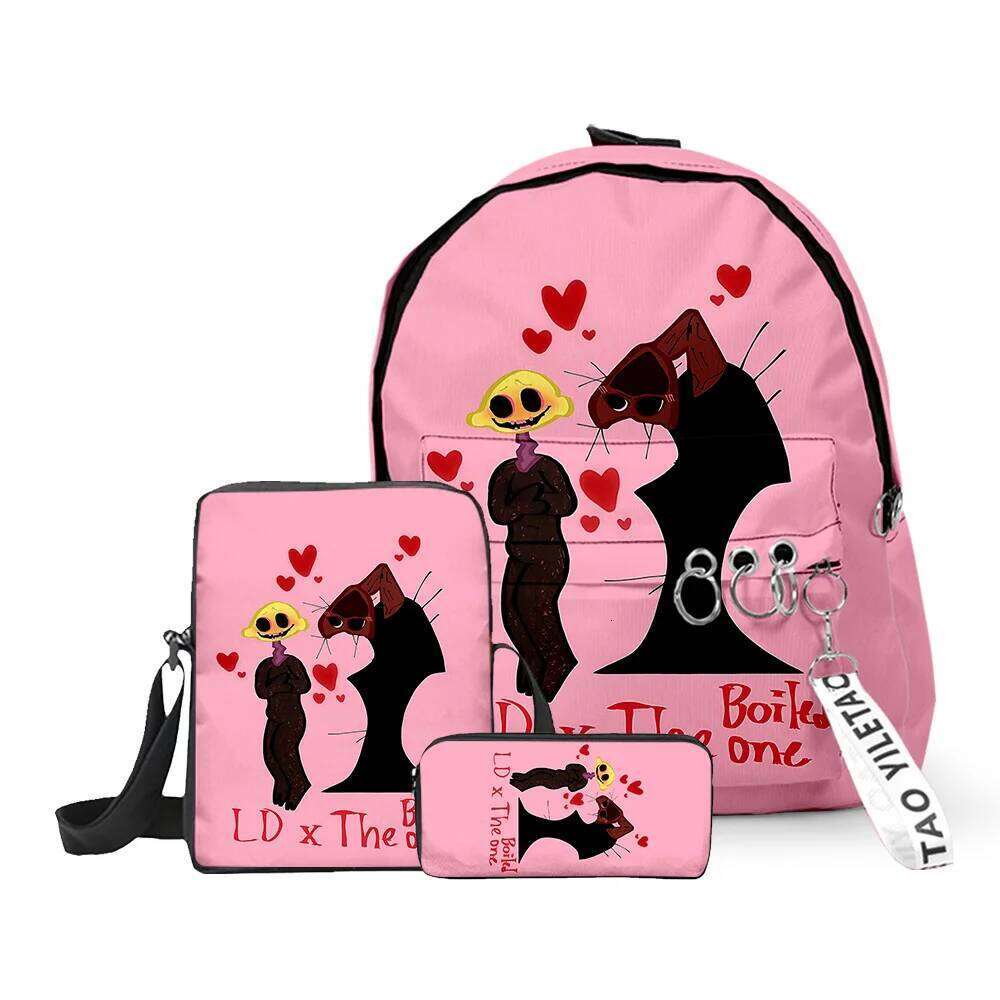 Fashion Novelty Cook phenomenon 3D Print 3pcs/Set School Bags Keychains Oxford Small Backpack Inclined shoulder bag Pencil Case
