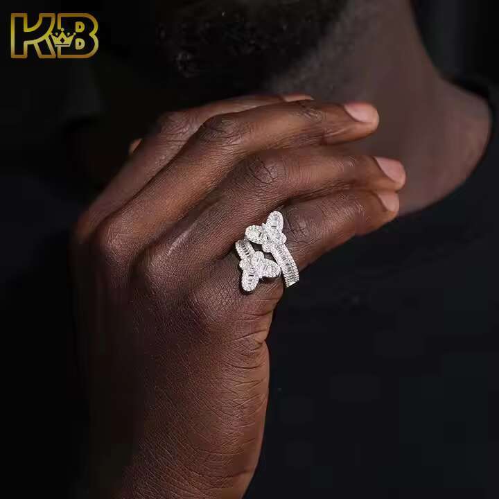 VVS Moissanite Iced Out Hamsa Hand Ring 925 Sterling Silver Mens Hip Hop Jewelry Diamond Certified Fashion Gift