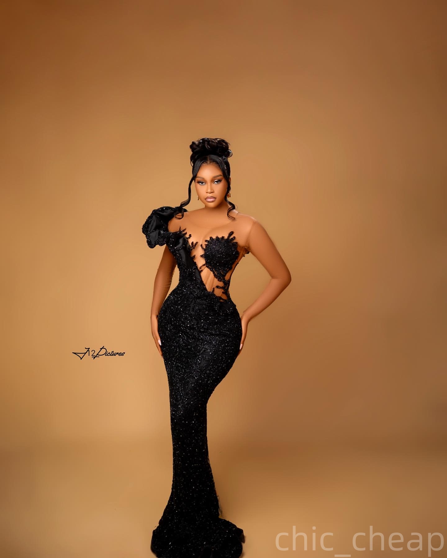 Mermaid Black Prom Dresses 2025 Beaded Sequined Sheer Neck Evening Formal Party Second Birthday Engagement Gowns Plus Size Dress For Special Occasions