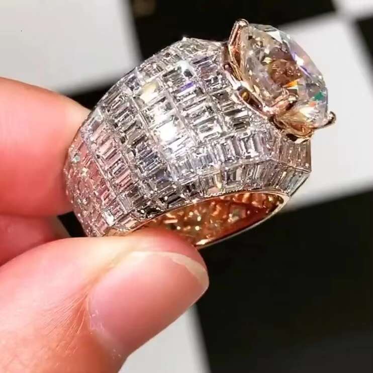 14k White Gold Ring Reasonable Price Real VVS Diamond Luxury VVS Moissanite Diamond Ring HipHop emerald Cut Diamond Ring