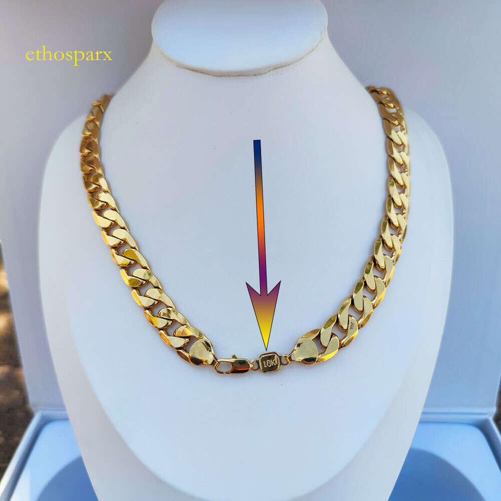 Classic Simple Cuban Chain Necklace For Men Fashion 12mm 24 Collar Hombres Stamp Yellow Gold GF Jewelry