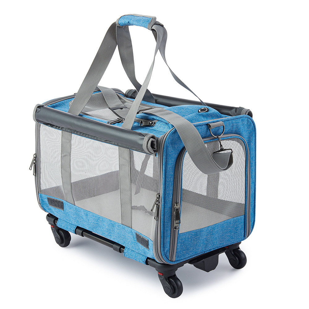 Pet Trolley Bag Katziela Rolling Transport Bag Airline Standard Dog Cage TSA Approved Small Dog and Cat Pet Transport Bag Soft FAA Travel Airplane Dog