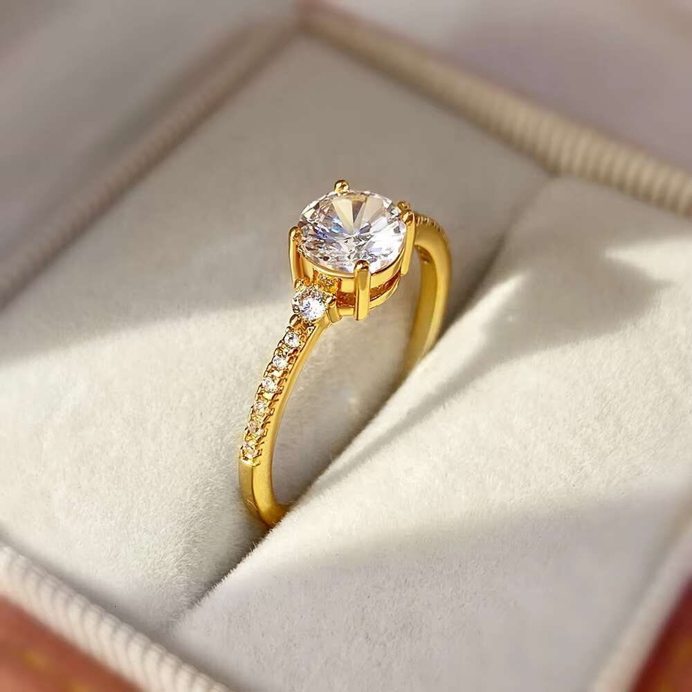 1CT Classic Round 3-stones Wedding Bands 4Claws 925 Sterling Silver Ring Wholesale Vintage Rhodium 14K Gold Plated Zircon Rings