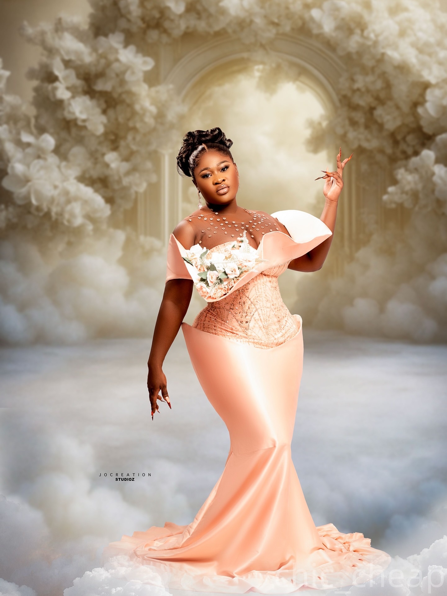 Peach Mermaid Prom Dresses 2025 Crystals Sequined Two Pieces Satin Evening Formal Party Second Birthday Engagement Gowns Plus Size Dress For Special O