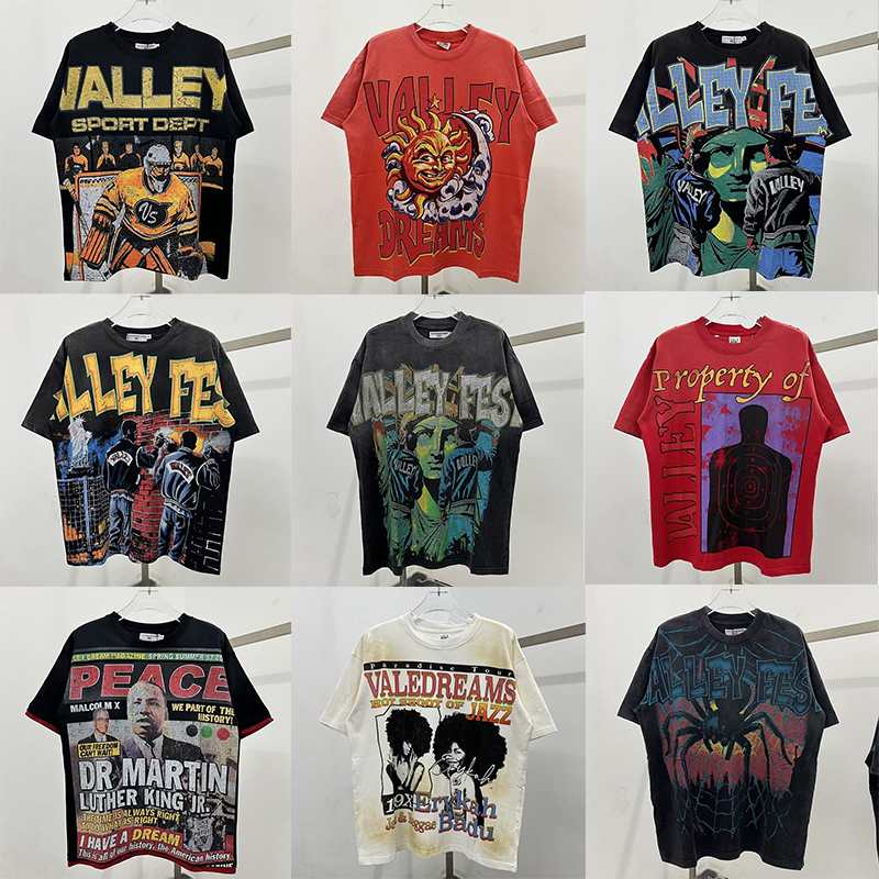 valley summer fashion designer t men women High quality thick tee vintage shirts y2k shirt us s--xl