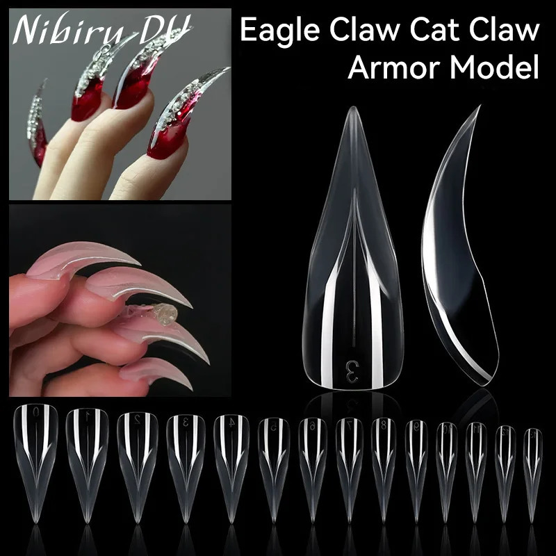 140Pcs 3D Eagle Claw False Nails Press-On Nails Bendable Dual Form Full Cover DIY Nail Art Manicure Decorations Fake Nails Tips 250701
