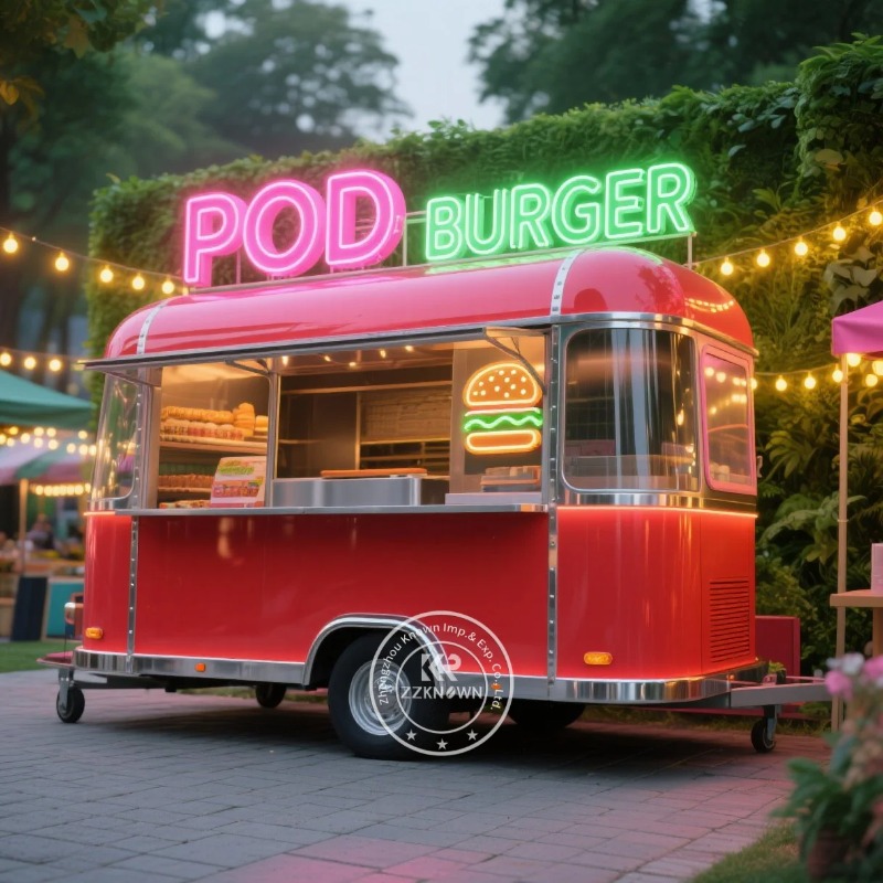 Roule de concession BBQ en acier inoxydable personnalisable Carte de café Hot Dog Dog Ice Cream Mobile Food Truck avec entièrement équipé