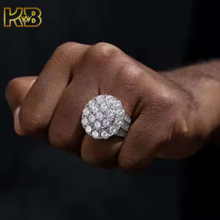 Premium Handcrafted 925 Sterling Silver VVS Moissanite Honeycomb Iced Out Ring Custom Luxury Hip Hop Bling Jewelry Wholesale