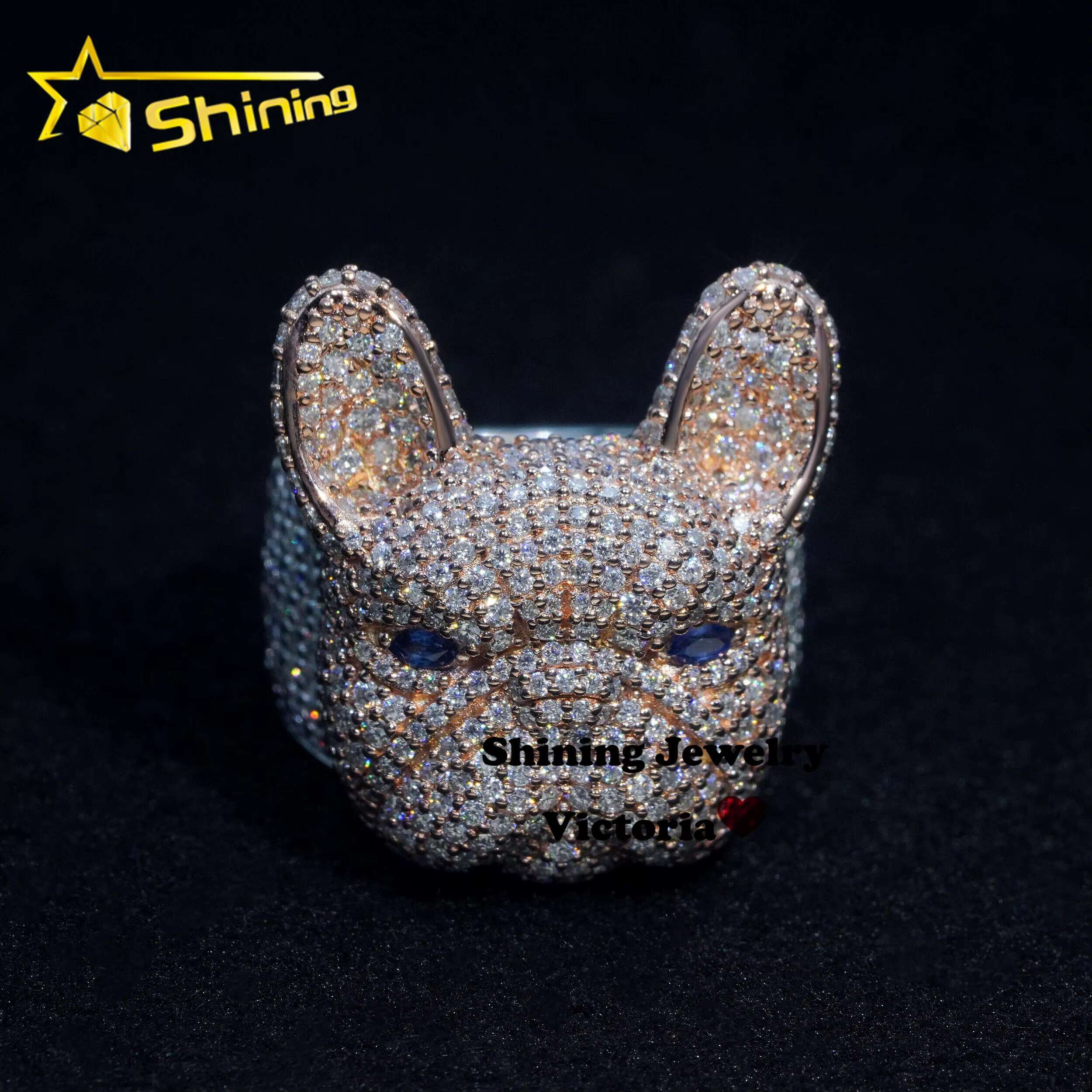 Custom Made Rapper Luxury Jewelry 925 Sterling Silver Iced Out Fully 3D Cute Dog Pendant VVS Moissanite Diamond Pendant