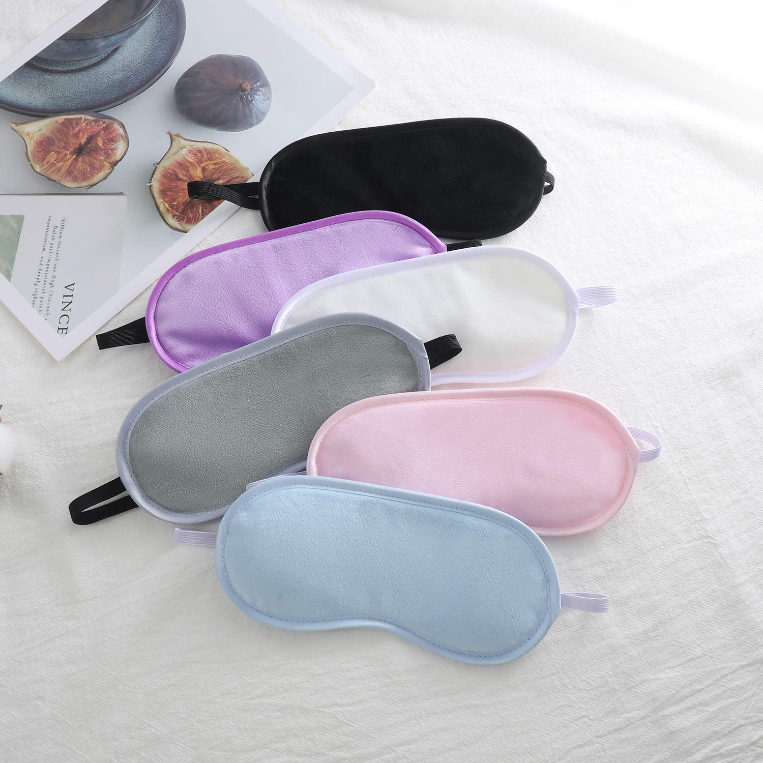 Solid-color eye mask, crystal, super soft, light-blocking sleep mask, aviation, outdoor, student nap time eye protection mask, with logo printed on it