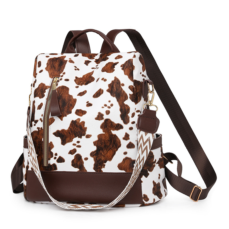 F630-Soft leather backpack women's Korean version versatile large capacity women's water-repellent backpack light mommy bag