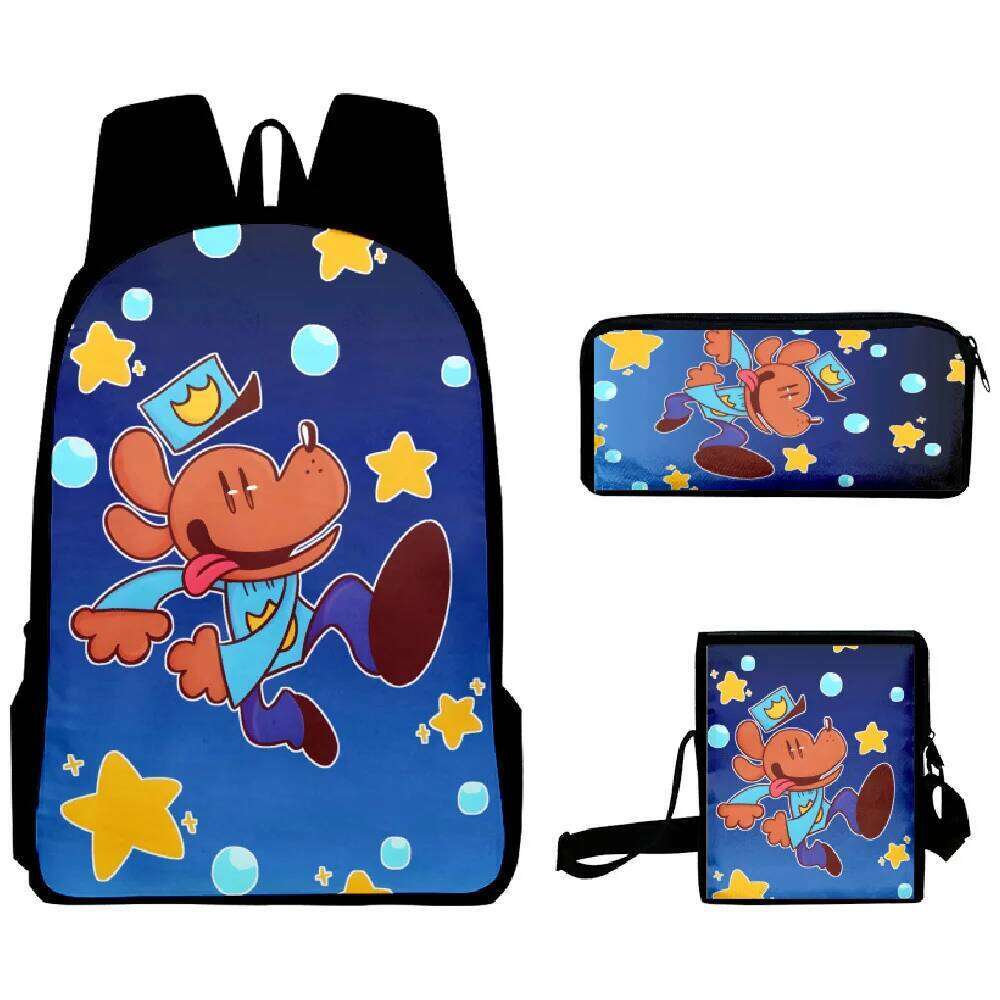 Fashion Novelty Cool Dog Man 3D Print 3pcs/Set pupil School Bags Laptop Daypack Backpack Inclined shoulder bag Pencil Case
