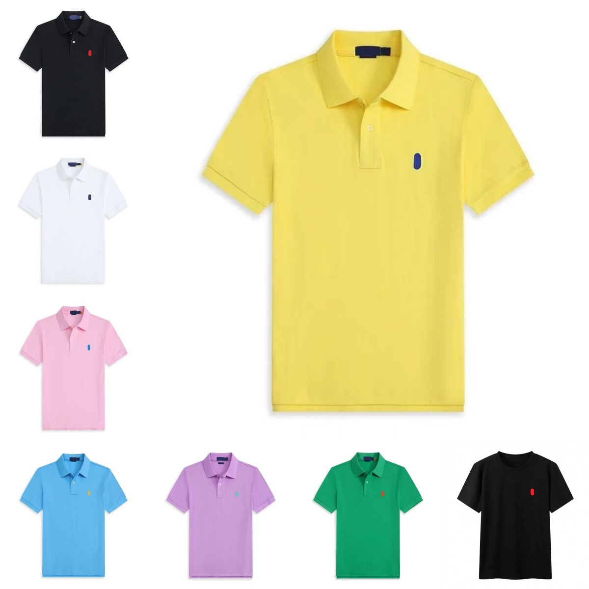 Men's Summer Classic Horse Logo Embroidery Simple Breathable Loose Fit Casual Unisex Short Sleeve Polo Shirt Male Female