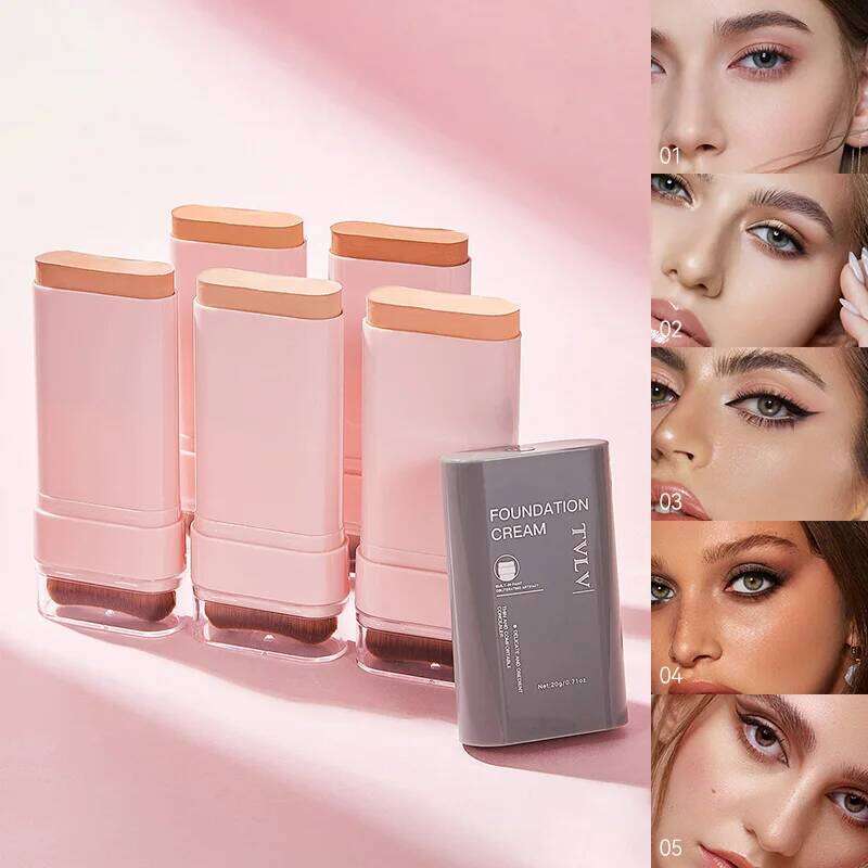 TV Concealing Foundation Stick: 5 Shades with Built-In Brush - Cream Finish, Lightweight and Waterproof Forla, X250701