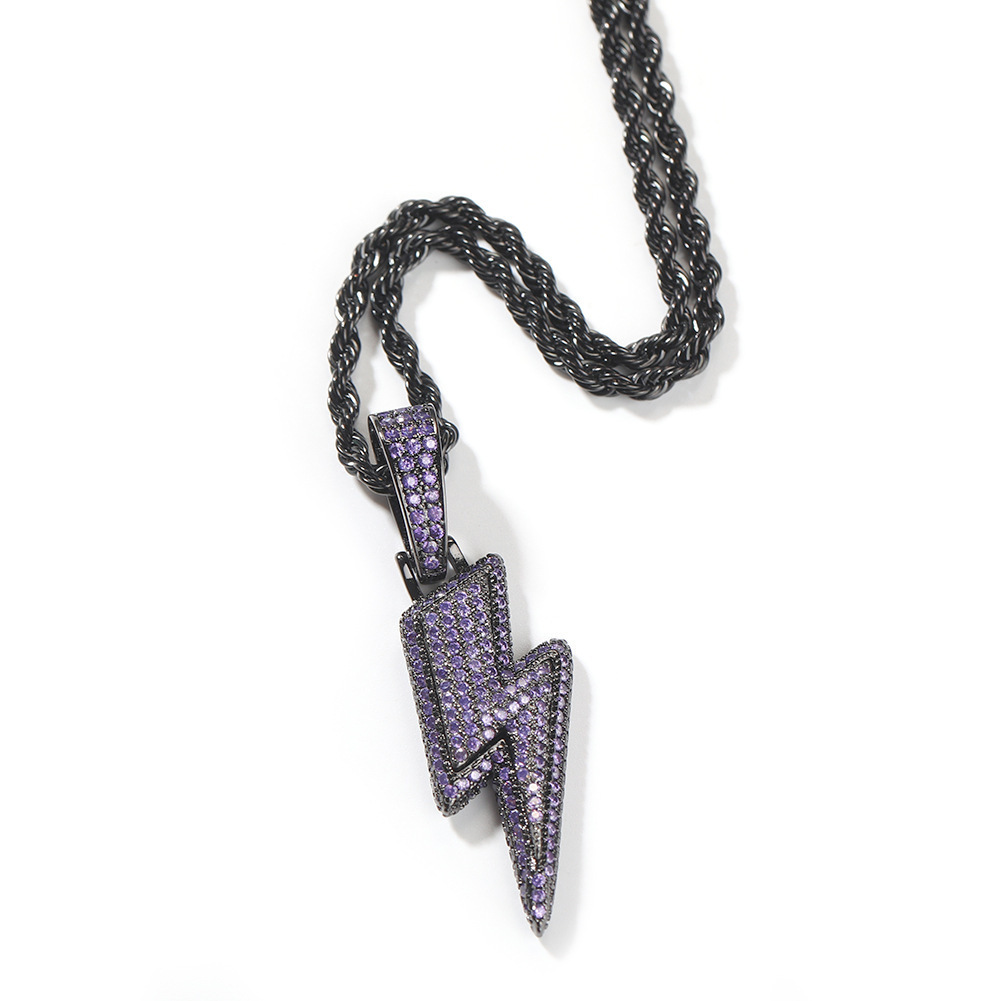 Luxury Jewelry High Quality Hip Hop Lightning Pendant Necklace Iced Out Minimalist Versatile Unisex Moissanite Pass the diamond tester