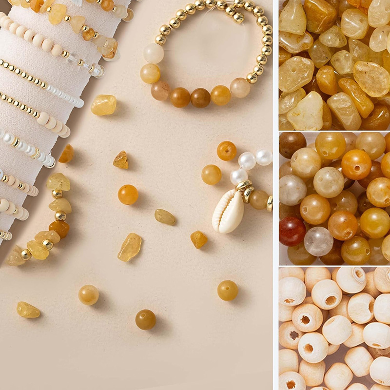 Natural Stone Beads Kit: Irregular Gemstones for Boho Bracelets & Earrings Making - Adult DIY Jewelry Craft Supplies