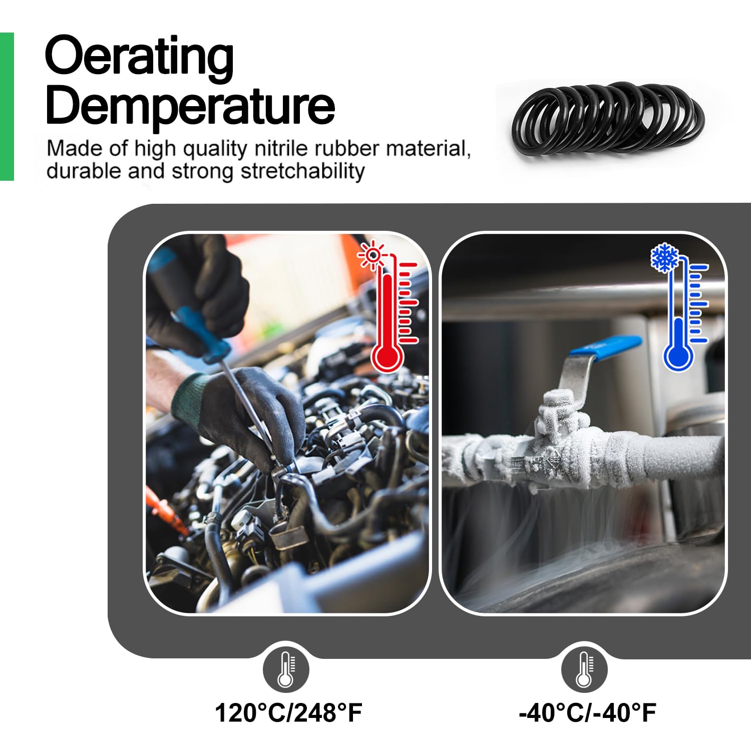 O Ring Assortment Kit 1100PCS, Nitrile Rubber, Black, 18 Sizes, Versatile Sealing Washers for Auto, Plumbing