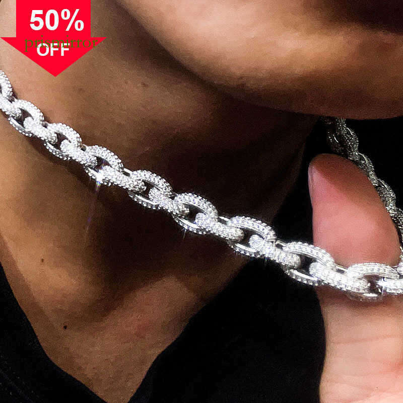 Hot Sale Hip Hop Jewelry Link Full Moissanite Necklace Yellow Gold Color Sterling Sier Cuban Chain