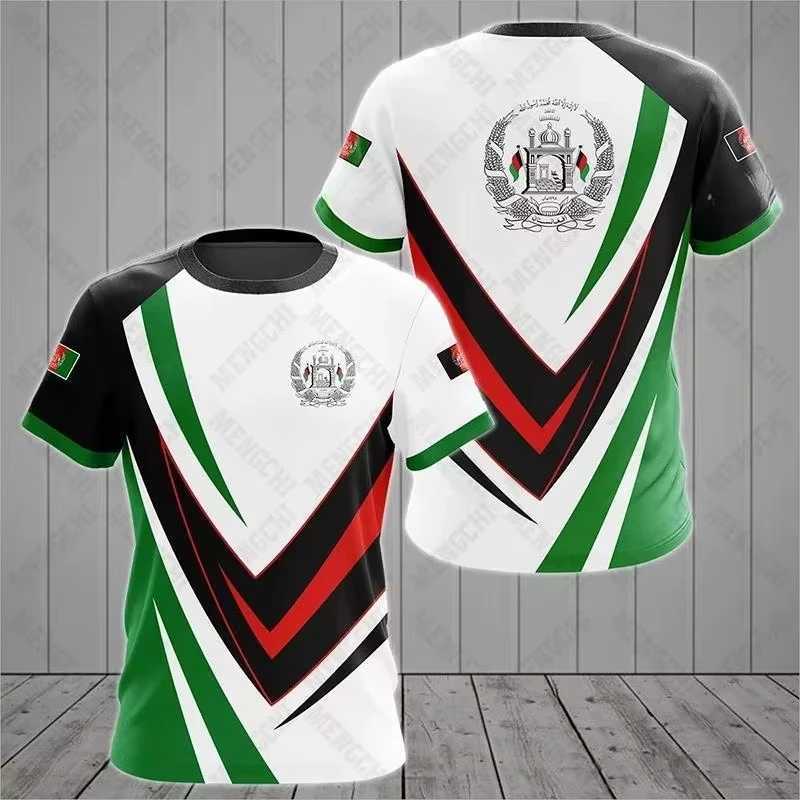 2025 Summer New Afghanistan Flag and Emblem Pattern T-shirt 3D Mens Fashion Round Neck Breathable Short Sleeve Large Top z250701V2U0