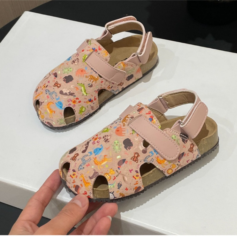 Kids Sandals Cartoon Soft Soled Beach Shoes Toddlers Boys Girls Sandal Children Youth Pink Green Yellow White Brown B8JM# z250708X533