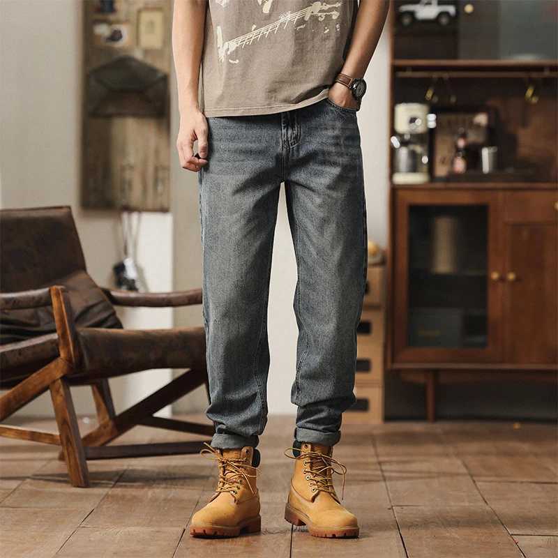 2025 summer new mens loose elastic straight leg casual denim pants fashionable and casual elastic straight leg denim pants for W250701 W250701