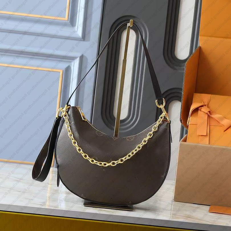 Designer Loop Hobo Bag Women Fashion Shoulder Bags Cosmetic Underarm Half Moon Baguette Handbag Crossbody Tasche Metal Chain Collection M81098 Tote Purse