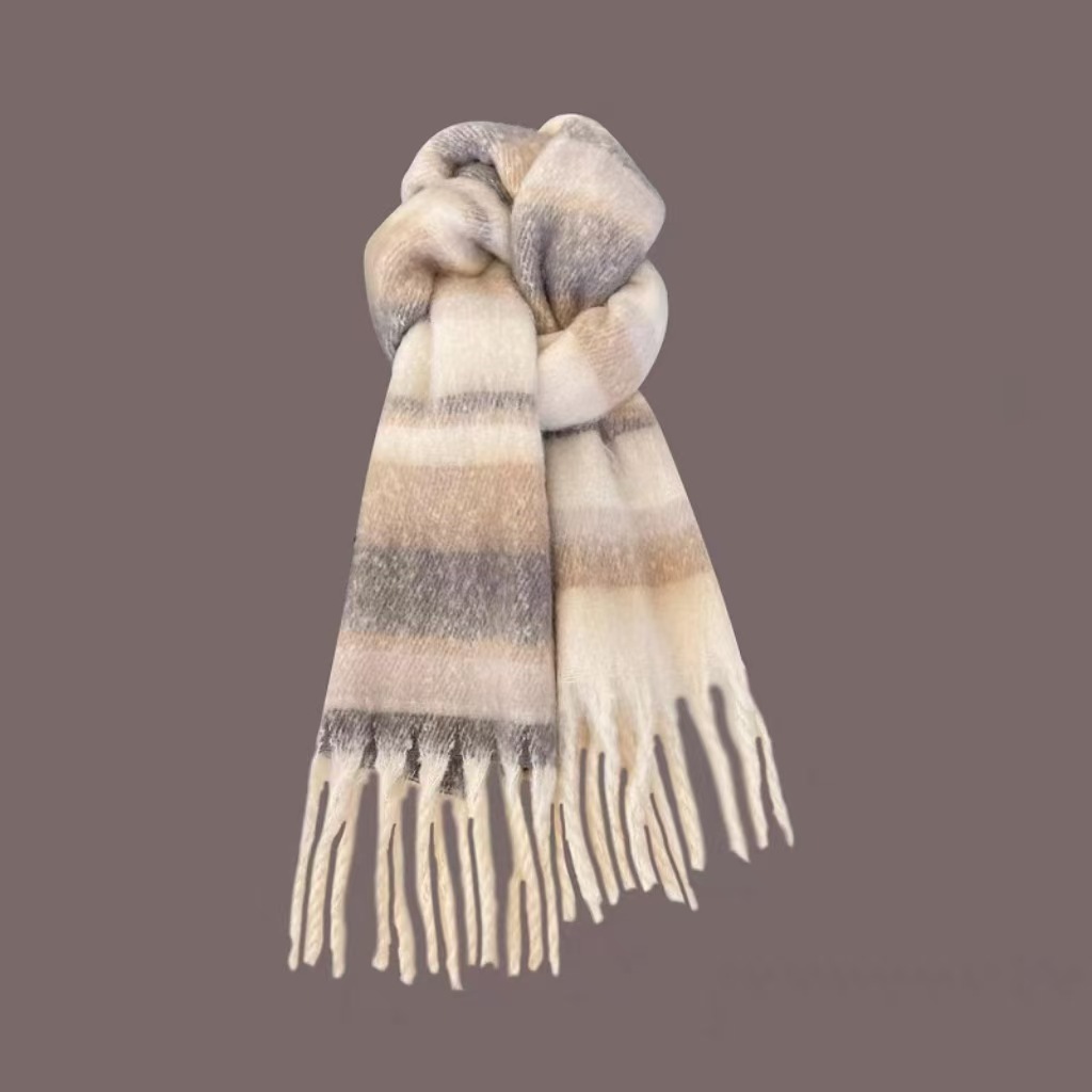 T1107 new striped contrast color scarf women's winter warm neck scarf