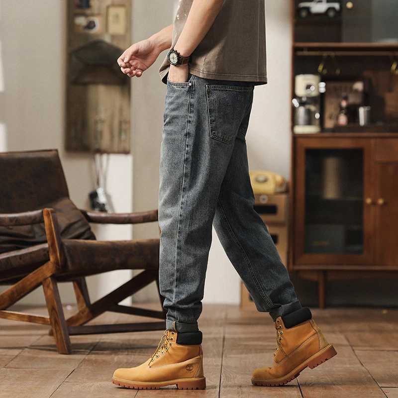 2025 summer new mens loose elastic straight leg casual denim pants fashionable and casual elastic straight leg denim pants for W250701 W250701