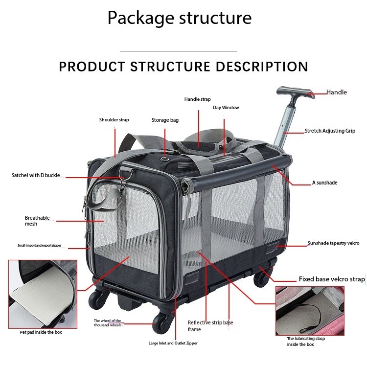 Pet Trolley Bag Katziela Rolling Transport Bag Airline Standard Dog Cage TSA Approved Small Dog and Cat Pet Transport Bag Soft FAA Travel Airplane Dog