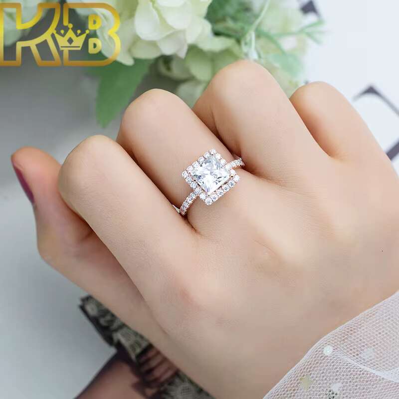 Luxury Lab Created Diamond Pave Ring 925 Silver Conflict Free Synthetic Diamond High Quality Bridal Jewelry Anniversary Gift