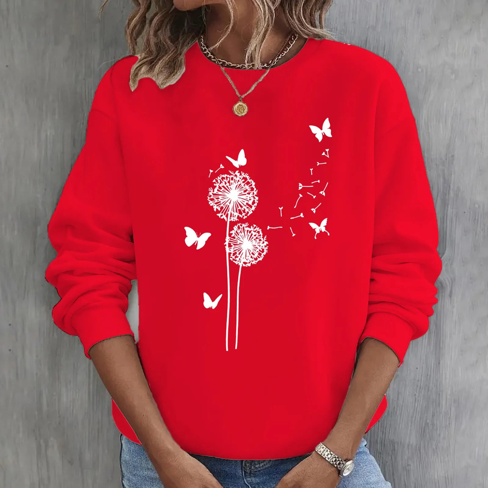 Elegant Printing Long Sleeved Sweatshirts Casual Temperament Women Pullover Harajuku Korean Version Loose Streetwear 250625