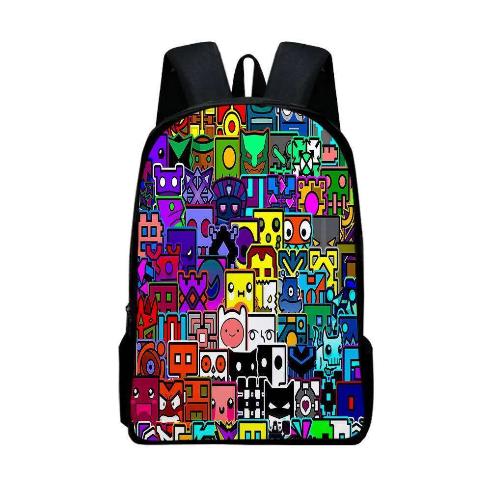 Fashion Novelty Cool Geometry Dash Notebook pupil School Bags 3D Print Oxford Waterproof Boys/Girls Laptop Backpacks