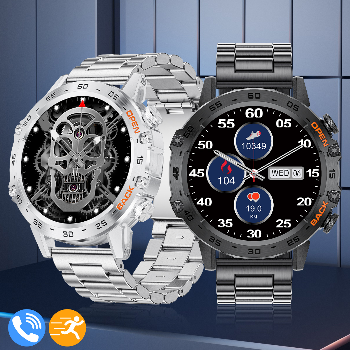LIGE Men's Smart Watch Multi-function Watch Wireless Call Health Test Blood Pressure Heart Rate Meter Step Long Seating Reminder Multiple Exercis