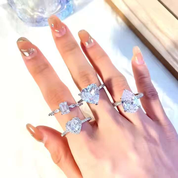 Luxury Sparking Pink Zirconia 18K Gold Plated Pear Shape Wedding Ring Ready to Ship 925 Silver Cz Pear Shape Engagement Ring