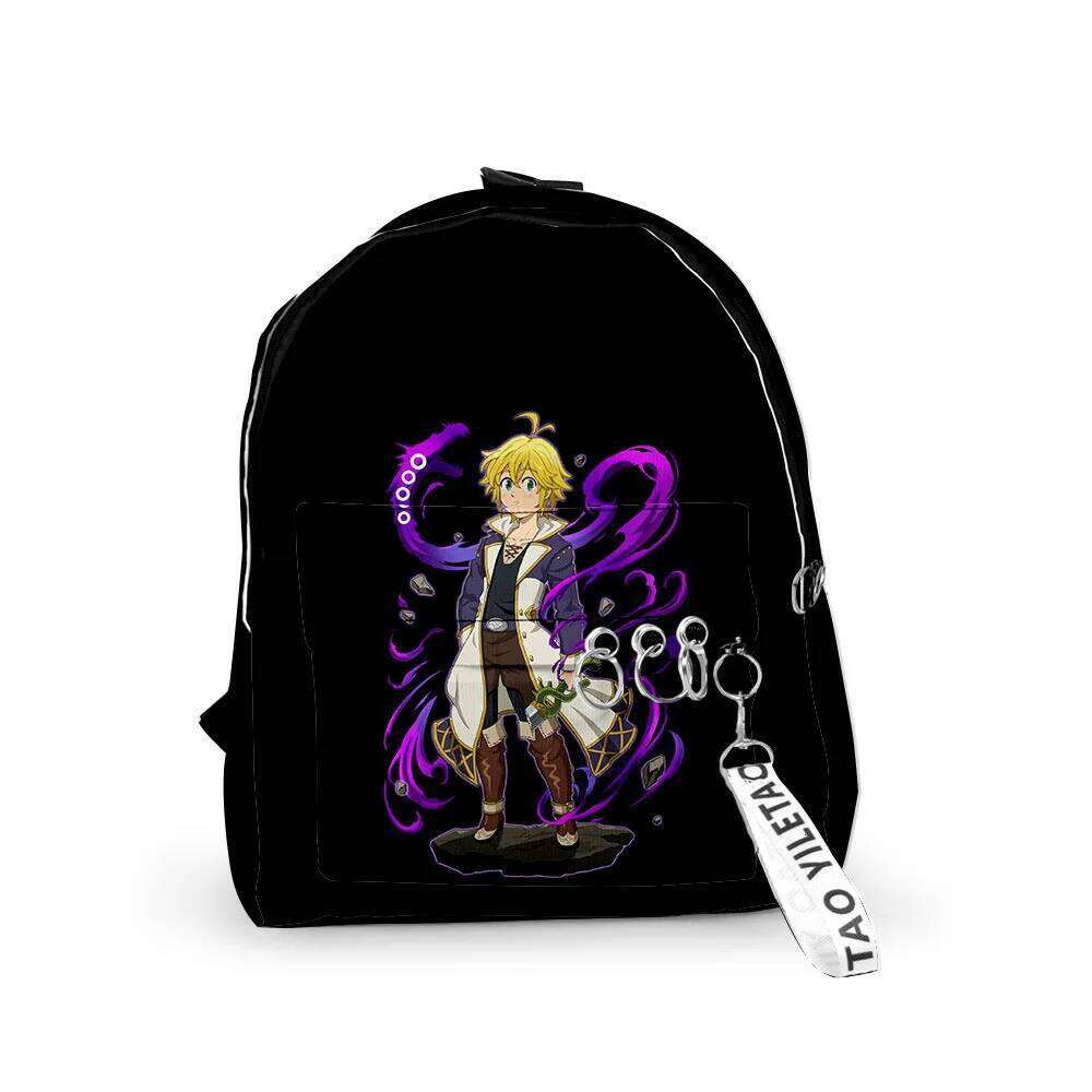 Fashion nanatsu no taizai Boys/Girls pupil School Bags 3D Print Keychains Oxford Waterproof Cute Small Backpacks