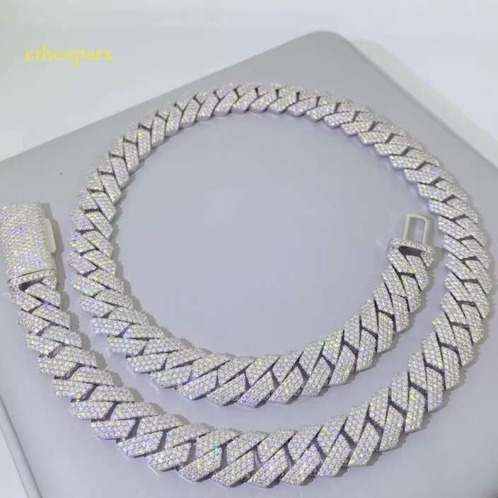 Master Rock Pure Sier 18mm Iced Necklace VVS Moissanite Cuban Chain