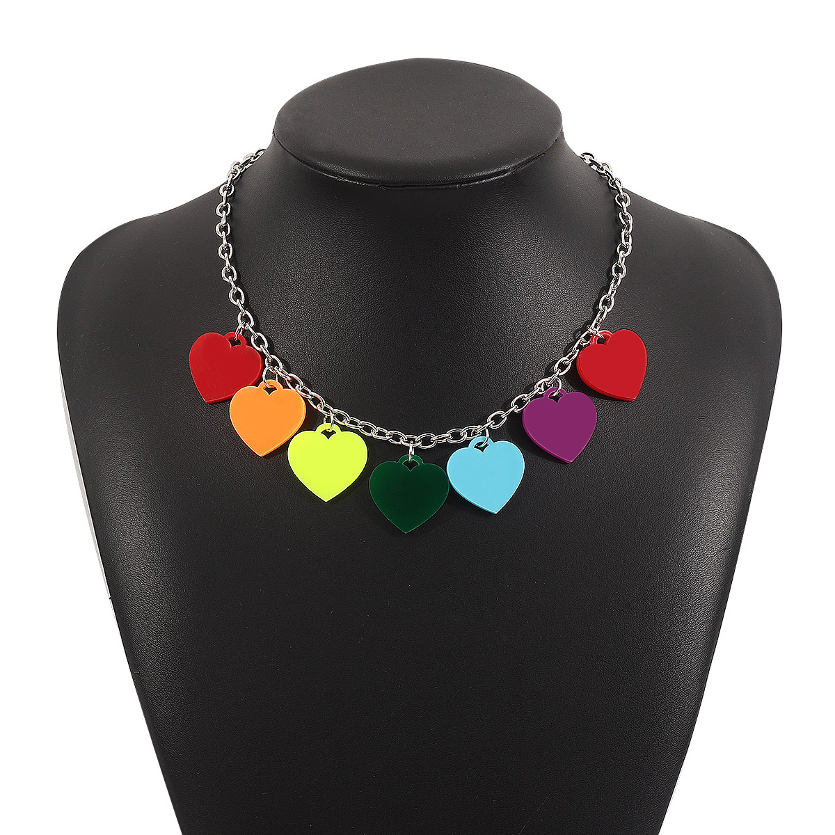 Choker 3PCS/LOT necklace Colorful Colorful geometric acrylic necklace with sweet heart necklace