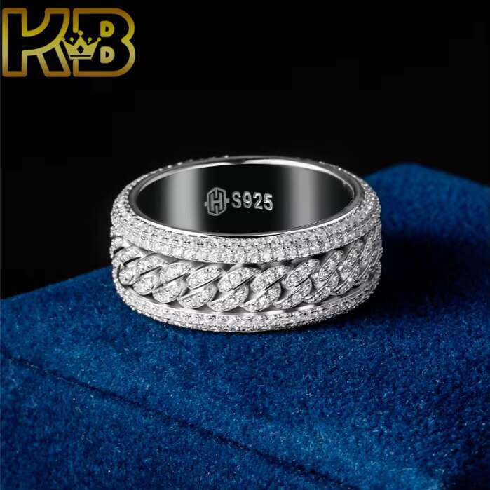 Custom Hip Hop Jewelry Ring 925 Silver VVS Moissnite Diamond Clover Style Gold Plated Ring for Men Women