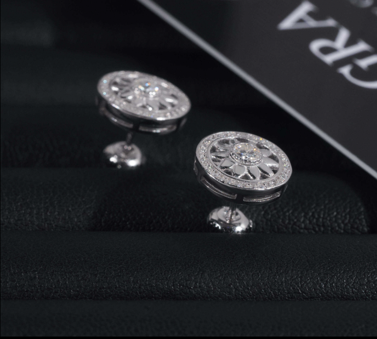 Pass Diamond Tester GRA Certified VVS Diamond Fully Iced Out Hip Hop 925 Silver Jewelry Moissanite Stud Earrings