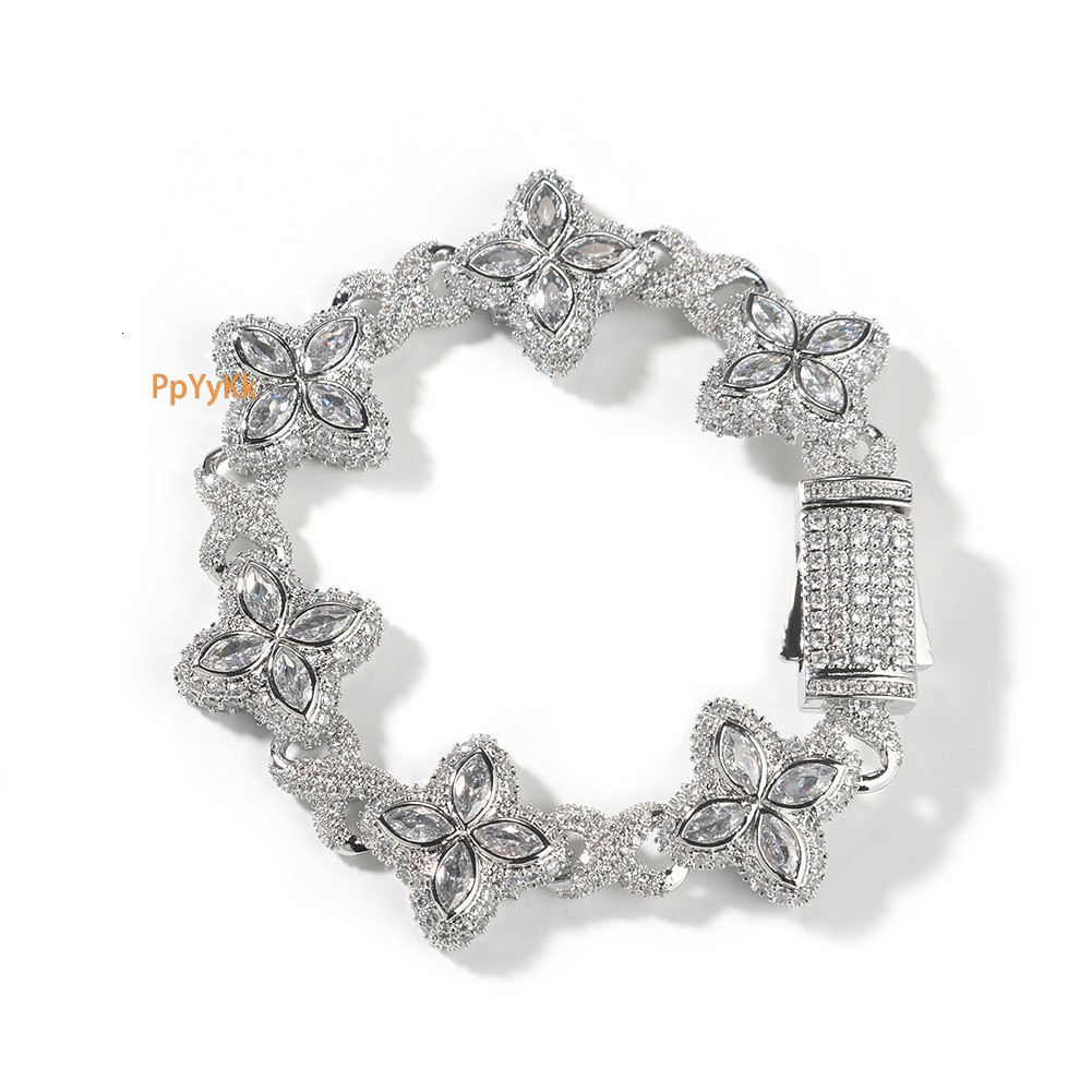 Premium Jewelry Infinity Bracelet Hip Hop Cool Guy Vibe Iced Out Clover Bracelet Luxury Fashion Pass the diamond tester