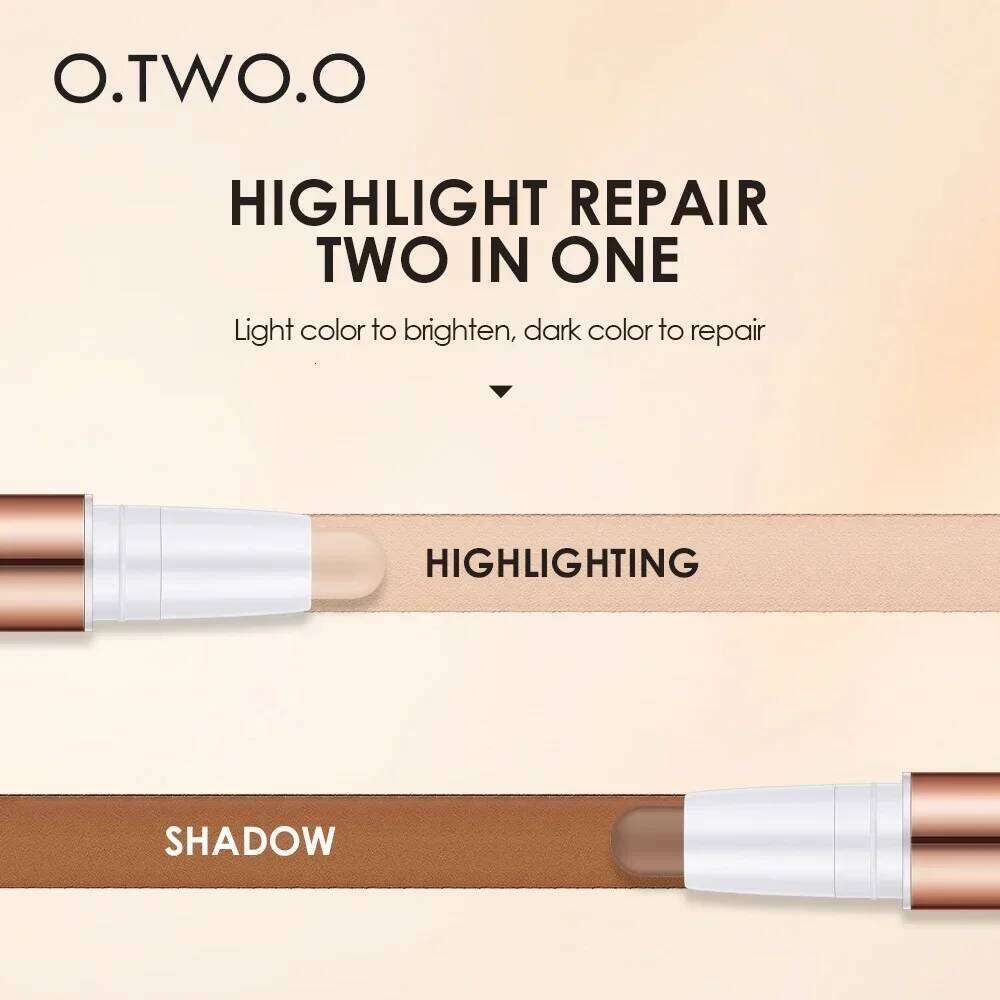O.TWO.O Double-Headed Contour Stick Waterproof Matte Highlighter Concealer Clavicle Shadow 3D Face Highlighting Makeup Pen X250701