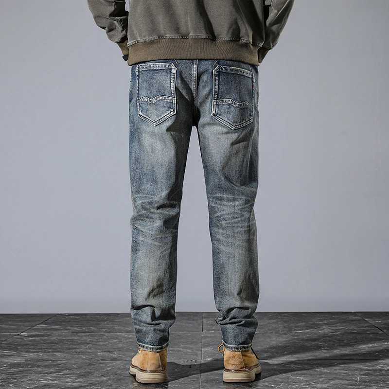 JXN03 Heavyweight high-grade red ear denim jeans mens Slim straight leg trousers retro washed original colour trousers W250701 W250701